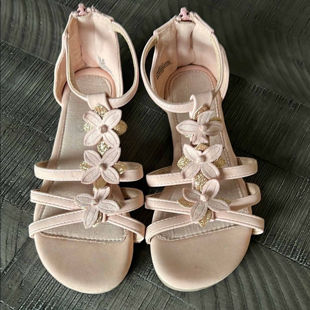 Pink and Gold Floral Sandals